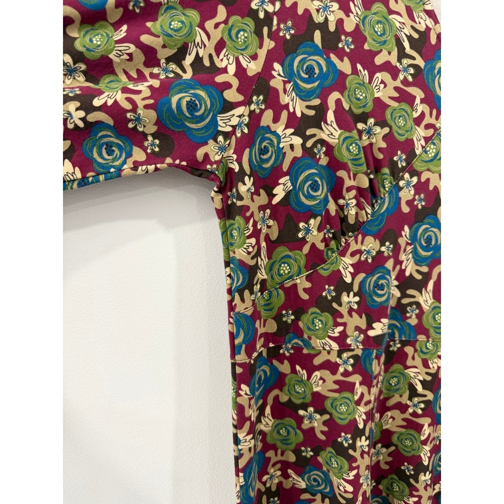 Sahalie Women Floral Midi Dress Burgundy V-Neck 3/4 Sleeve Cotton Modal Blend M - Picture 6 of 10